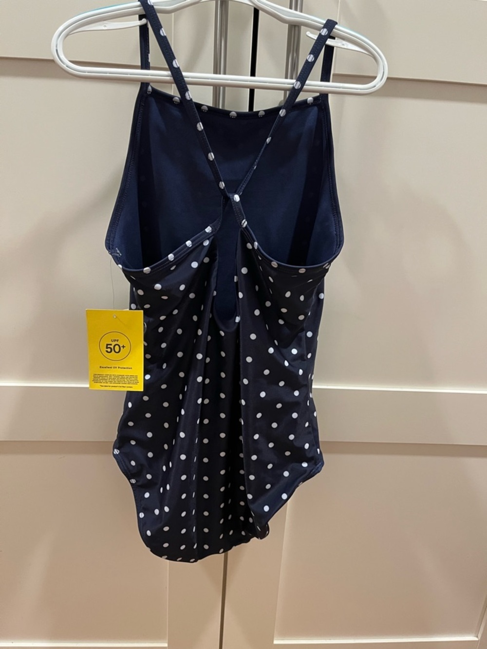 GAP girls XXL navy/white polkadot razorback swimsuit, NWT - Picture 5 of 7
